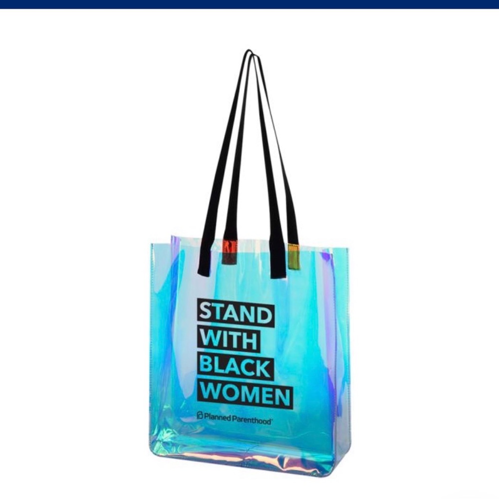 Iridescent Tote Bag with Black Straps